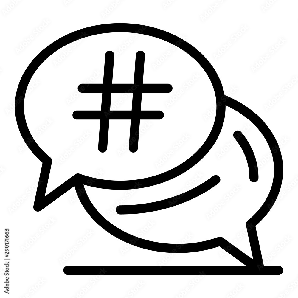 Poster chat bubble hashtag icon. outline chat bubble hashtag vector icon for web design isolated on white b