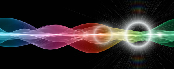 Obraz premium Futuristic wave panorama background design with lights