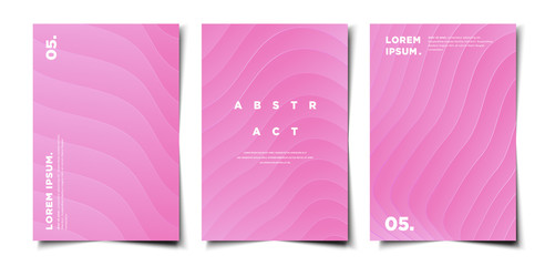 Obraz na płótnie Canvas Set of beautiful pink 3d abstract wavy cover template layout