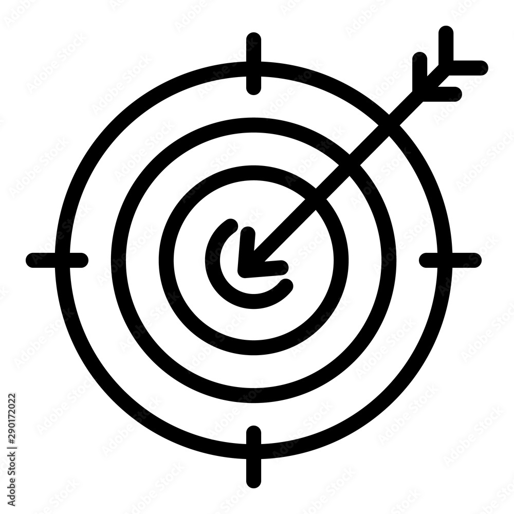 Poster arrow on target icon. outline arrow on target vector icon for web design isolated on white backgroun