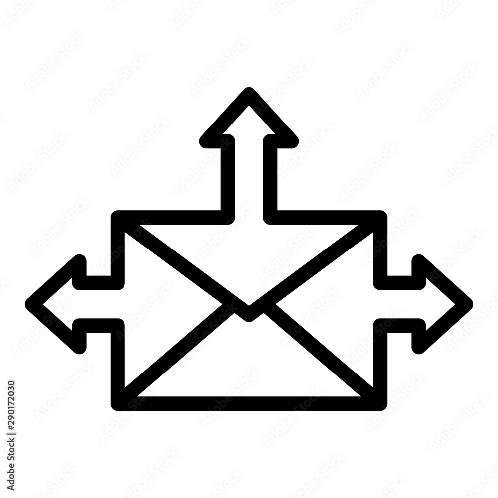 Poster envelope with arrows icon. outline envelope with arrows vector icon for web design isolated on white