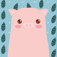 Cute animals and tropical leaves design vector illustration