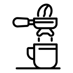 Coffee holder and cup icon. Outline coffee holder and cup vector icon for web design isolated on white background
