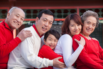 Family portrait dressed in holiday attire