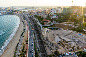 Tarragona city in the south of Spain Aerial View 