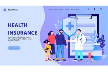 Naklejka na ściany i meble Online medical and health services web landing page template. Modern vector illustration concepts for website and mobile website development.