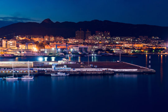 Night view of Weihai wharf, Shandong, China