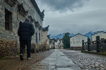 Old town painting township landscaping