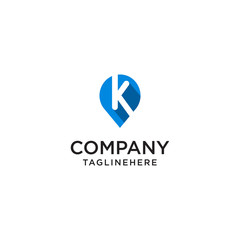 Letter K With Map Pointer logo design concept template