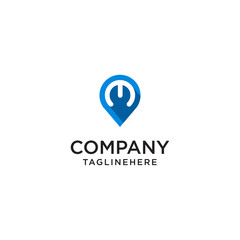 Letter M With Map Pointer logo design concept template