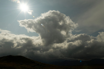 Obraz na płótnie Canvas Sun & clouds; Denali NP; Alaska
