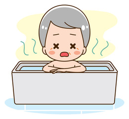 Grandpa is hot in the bath