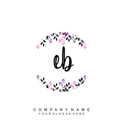 letter EB surrounded by beautiful and elegant flowers and leaves. Wedding monogram logo template. Fashion Logo template Vectors,