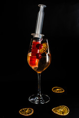 Cold drinks. Halloween cocktails. Close-up.