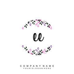 letter EE surrounded by beautiful and elegant flowers and leaves. Wedding monogram logo template. Fashion Logo template Vectors,