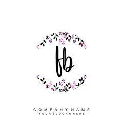letter FB surrounded by beautiful and elegant flowers and leaves. Wedding monogram logo template. Fashion Logo template Vectors,