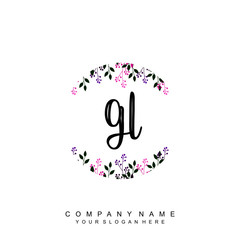 letter GL surrounded by beautiful and elegant flowers and leaves. Wedding monogram logo template. Fashion Logo template Vectors,