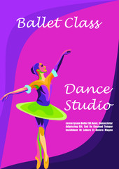 Ballet Classes Pop art Vector. ballet classes school, theatre, flyer template