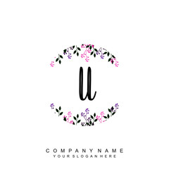 letter LL surrounded by beautiful and elegant flowers and leaves. Wedding monogram logo template. Fashion Logo template Vectors,