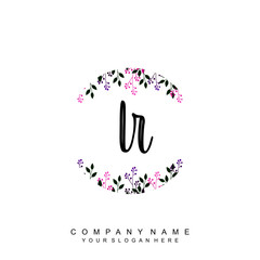letter LR surrounded by beautiful and elegant flowers and leaves. Wedding monogram logo template. Fashion Logo template Vectors,