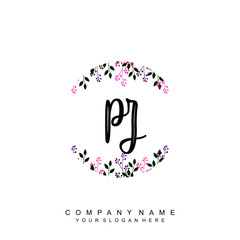 letter PZ surrounded by beautiful and elegant flowers and leaves. Wedding monogram logo template. Fashion Logo template Vectors,