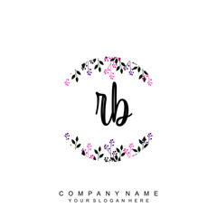 letter RB surrounded by beautiful and elegant flowers and leaves. Wedding monogram logo template. Fashion Logo template Vectors,