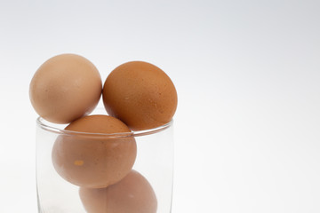 eggs isolated in a glass ,On white background