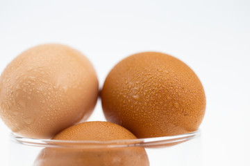 eggs isolated in a glass ,On white background