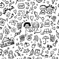 Lifestyle background, current affair. Seamless pattern for your design