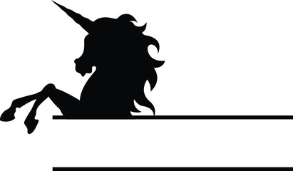 Unicorn Monogram Black And White Vector Silhouette  © patt