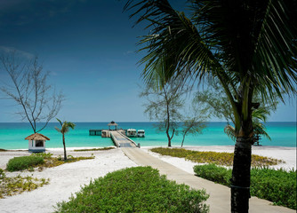 boat pier on paradise koh rong island near sihanoukville cambodia