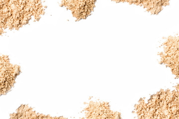 Foundation powder makeup around border with empty space