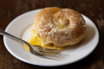 Popular Filipino bread Ensaymada on the plate