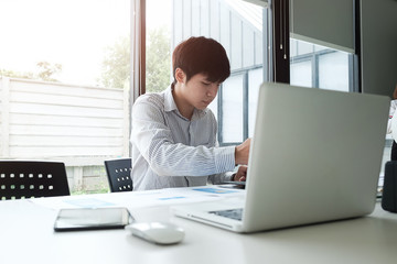 Business working in office with documents and laptop people Consulting and business planning.