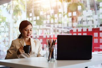 Business working in office with documents and laptop people Consulting and business planning.
