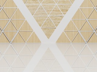 Fototapeta premium wooden triangle pieces formed a wall with abstract pattern.