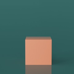 pink show stage stand in deep cyan background.