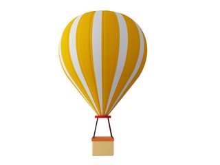 Obraz premium Cartoon fire hot air balloon with white and yellow color isolated in white background.