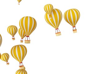 Cartoon fire hot air balloon with white and yellow color isolated in white background.