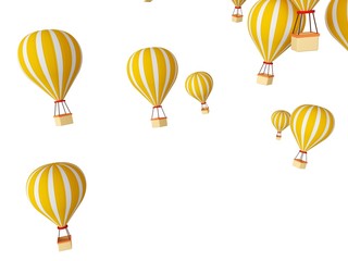 Cartoon fire hot air balloon with white and yellow color isolated in white background.