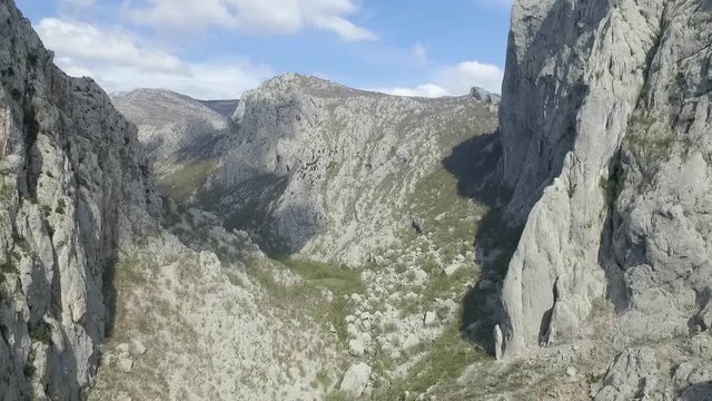 Aerial panoramic view of scenic Samarske Stijene mountains at Mrkopalj, Croatia