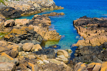 Incredible ocean coast near Plougrescant. Brittany. France