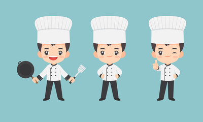 ollection of kawaii chef character