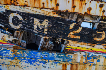 Fragment of an old abandoned ship. Camaret-sur-Mer.Brittany. France