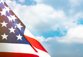 United State of America flag in cloud and sky background for Memorial Day, 4th of July, Labour Day