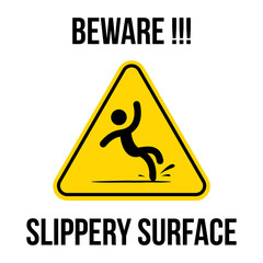 yellow triangle caution slippery floor logo sign vector