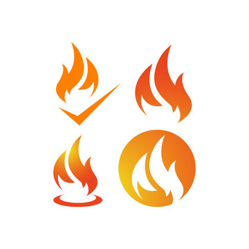 set of fire flames vector logo design icons elements