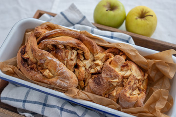 Home made sweet apple bread with cinnamon
