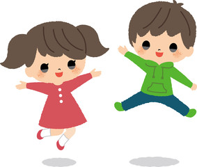 ジャンプ　子供　男の子　女の子