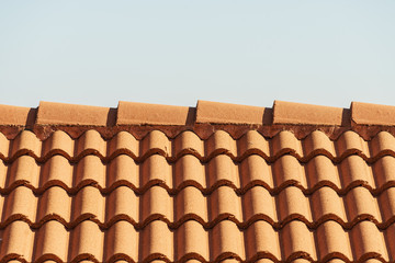 Red tiles roof texture architecture background,